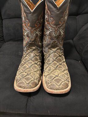 Genuine Pirarucu Cowboy Boots – Handmade in Mexico